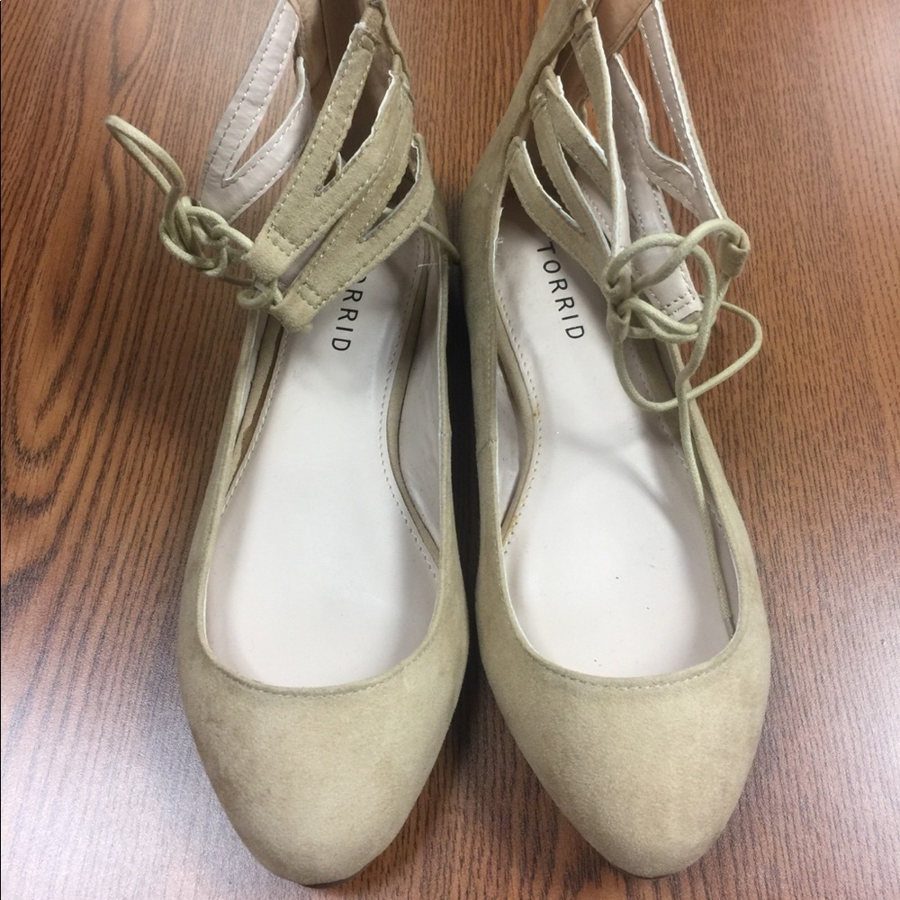 Torrid Tan Faux Suede Strappy Ballet Flats 7W
